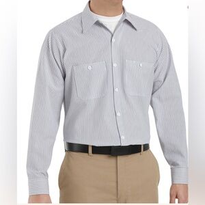 Red Kap long sleeve industrial striped work shirt. Size XXL.